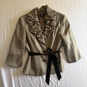 Formal Elegance Women's Jacket with Ruffle Collar